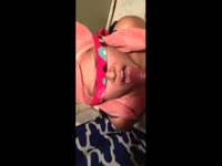 Blindfolded sister sucking a huge cock